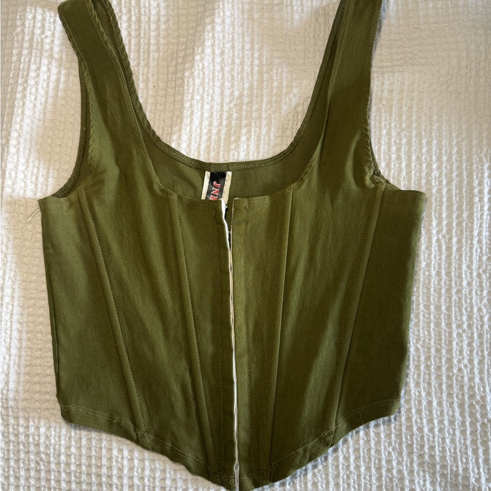 Olive Green Sleeveless Corset Top